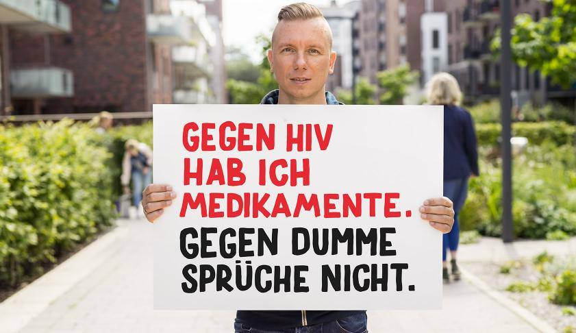 Motiv zur Welt-Aids-Tags-Kampagne "Positiv zusammen leben" 2016